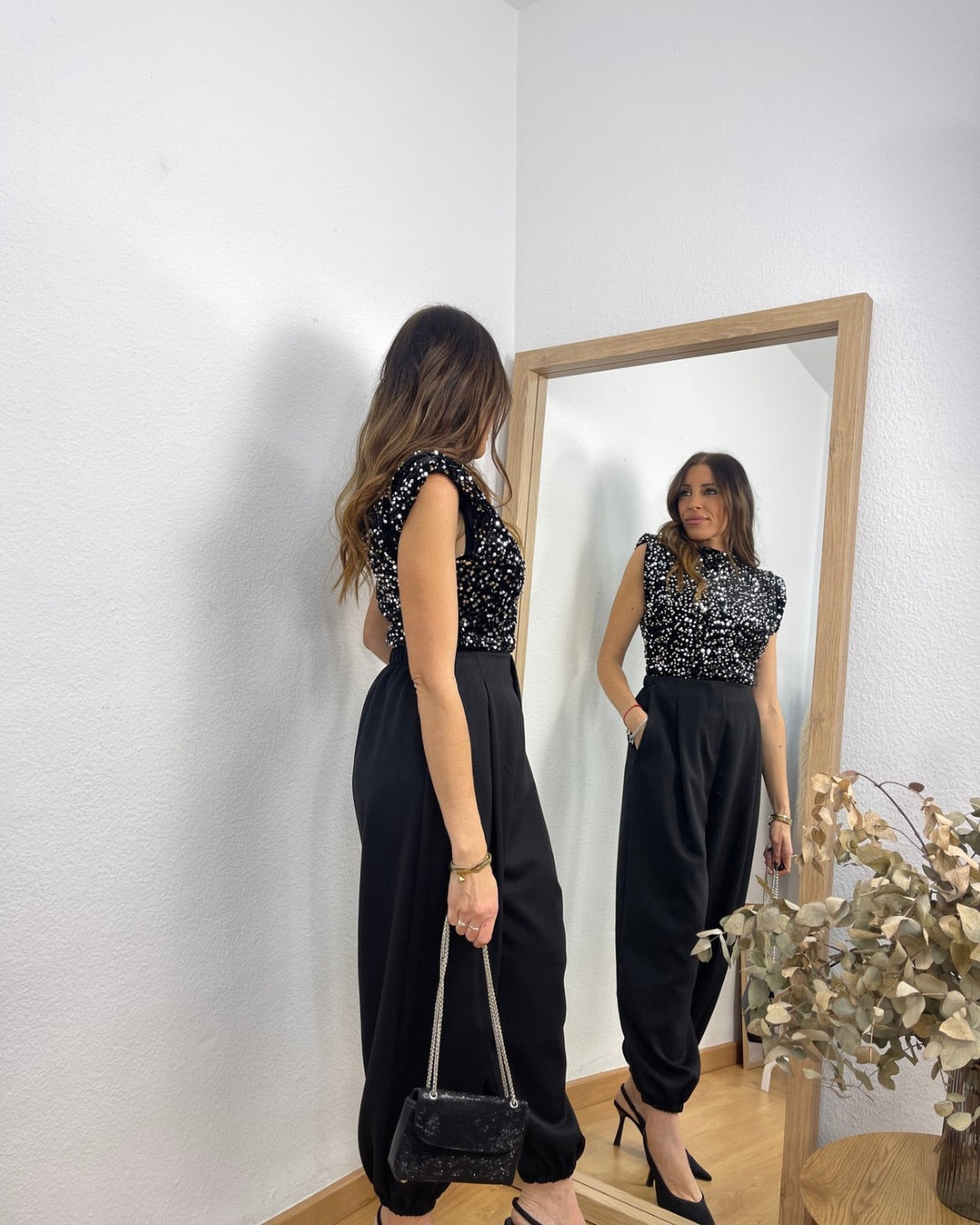 Pantalón Balloon Pinzas Negro