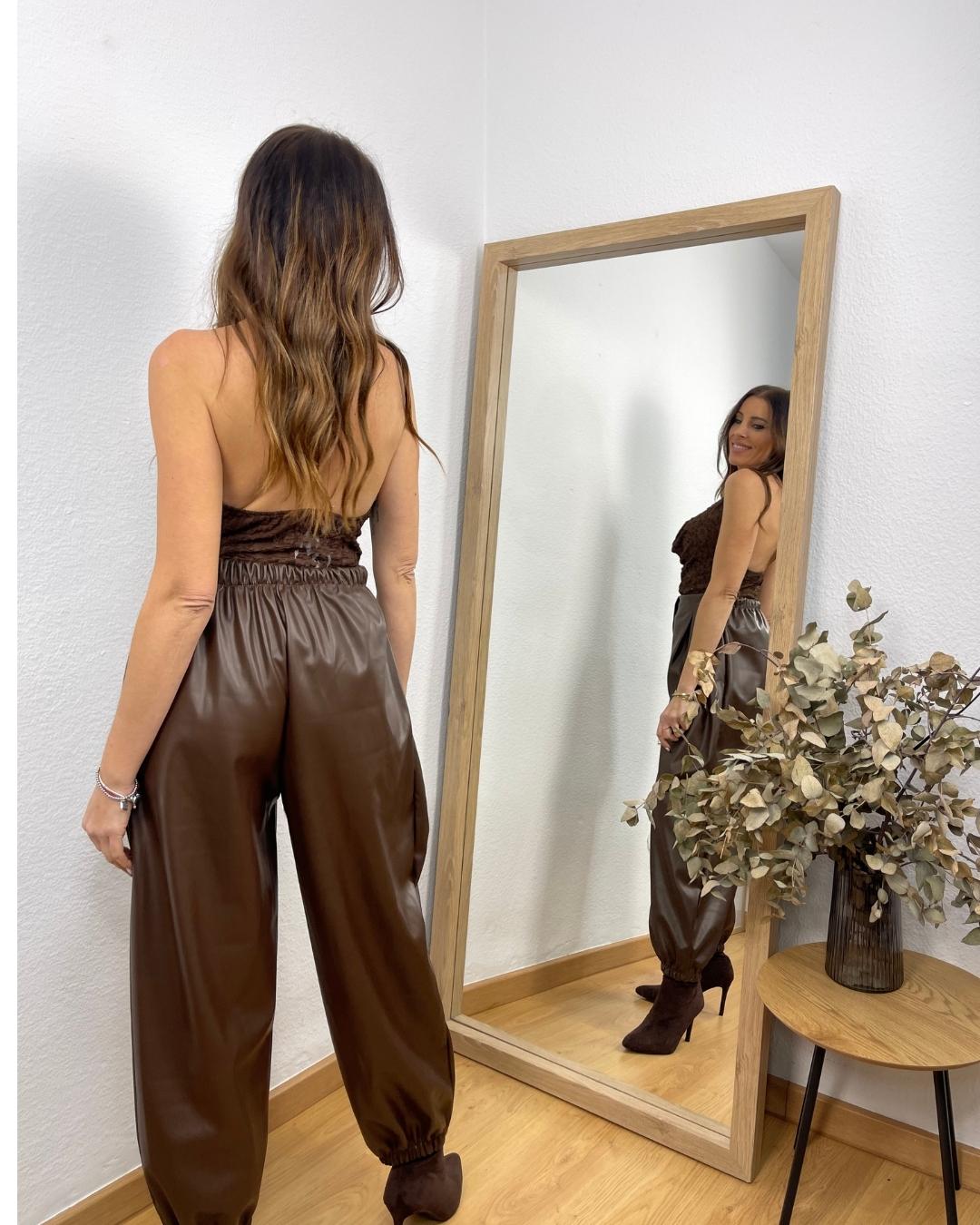 Pantalón Balloon Polipiel Marrón