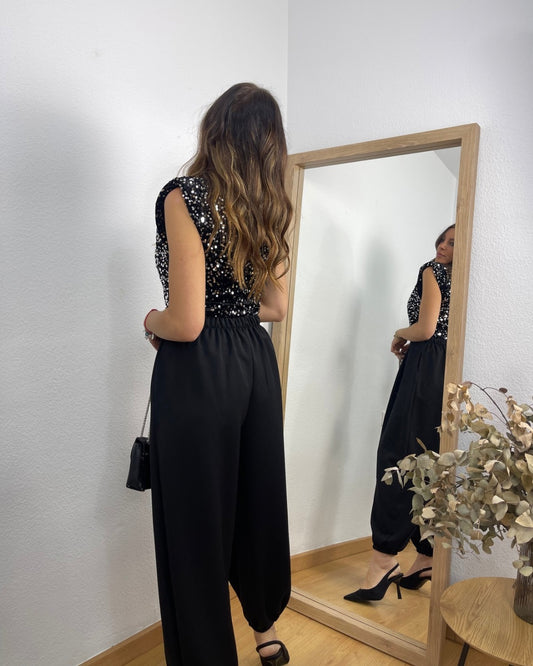 Pantalón Balloon Pinzas Negro