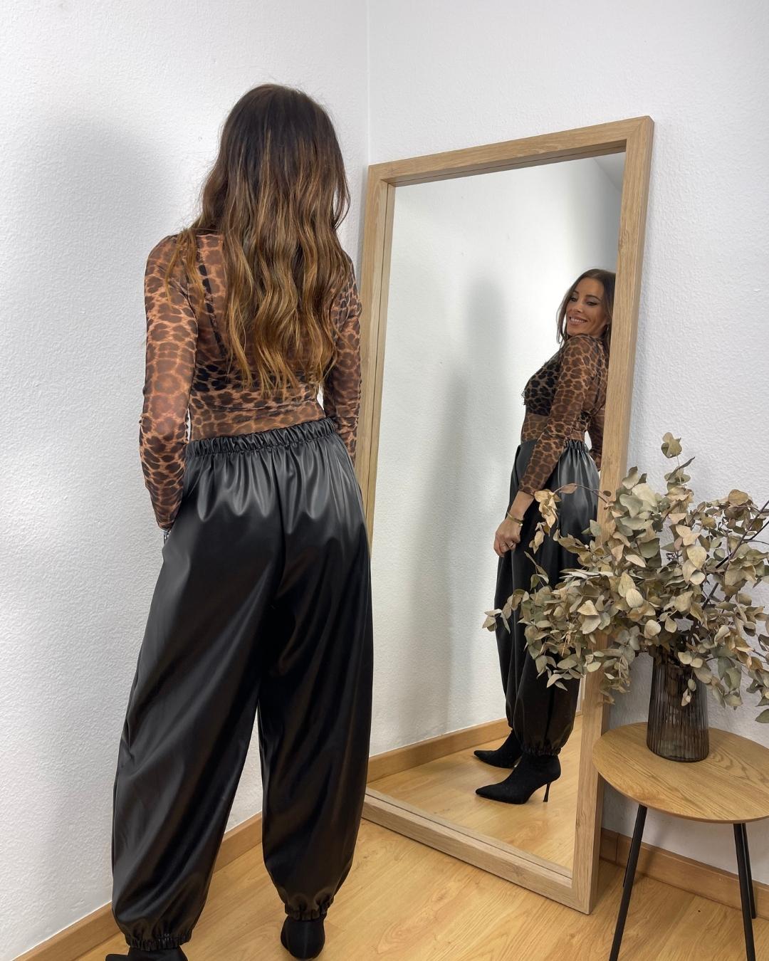 Pantalón Balloon Polipiel Negro