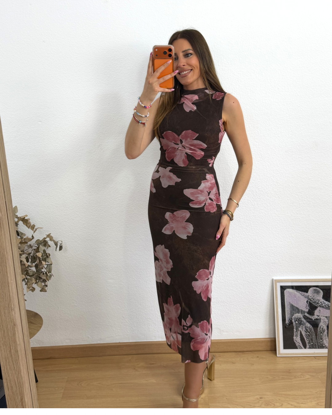Vestido Floral Marrón