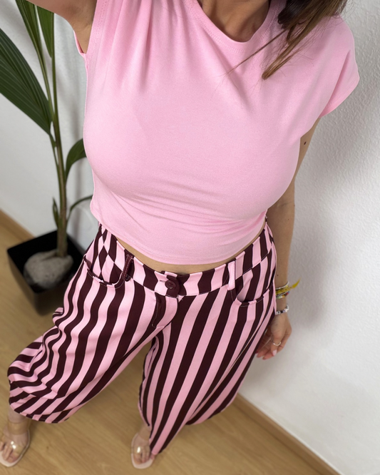 Pantalón Gina Burdeos/Rosa