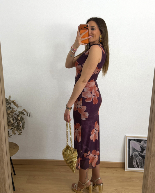 Vestido Floral Berenjena