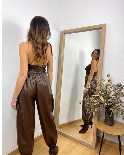 Pantalón Balloon Polipiel Marrón