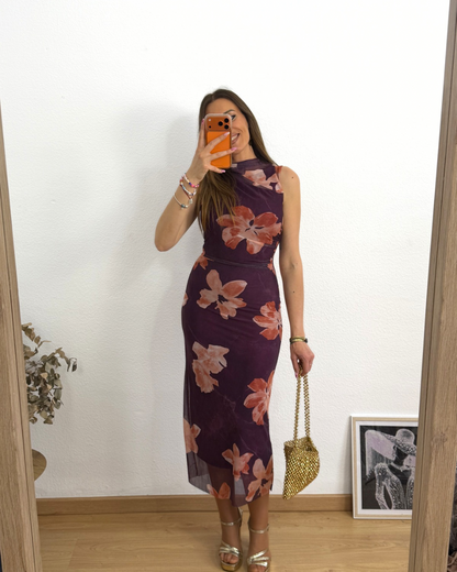 Vestido Floral Berenjena