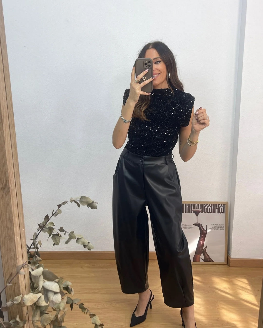 Top Lentejuelas Negro