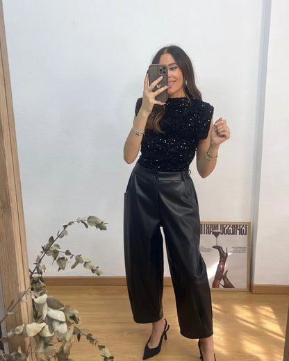 Top Lentejuelas Negro