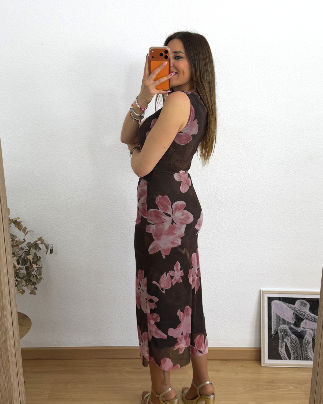 Vestido Floral Marrón