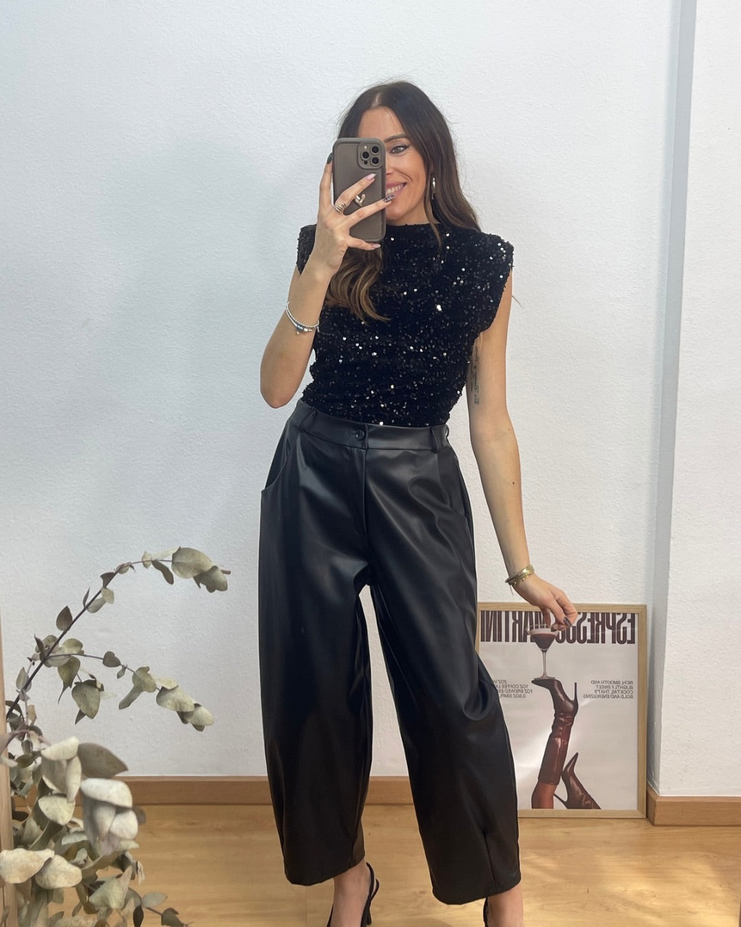 Top Lentejuelas Negro