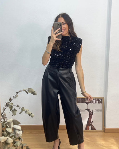 Top Lentejuelas Negro