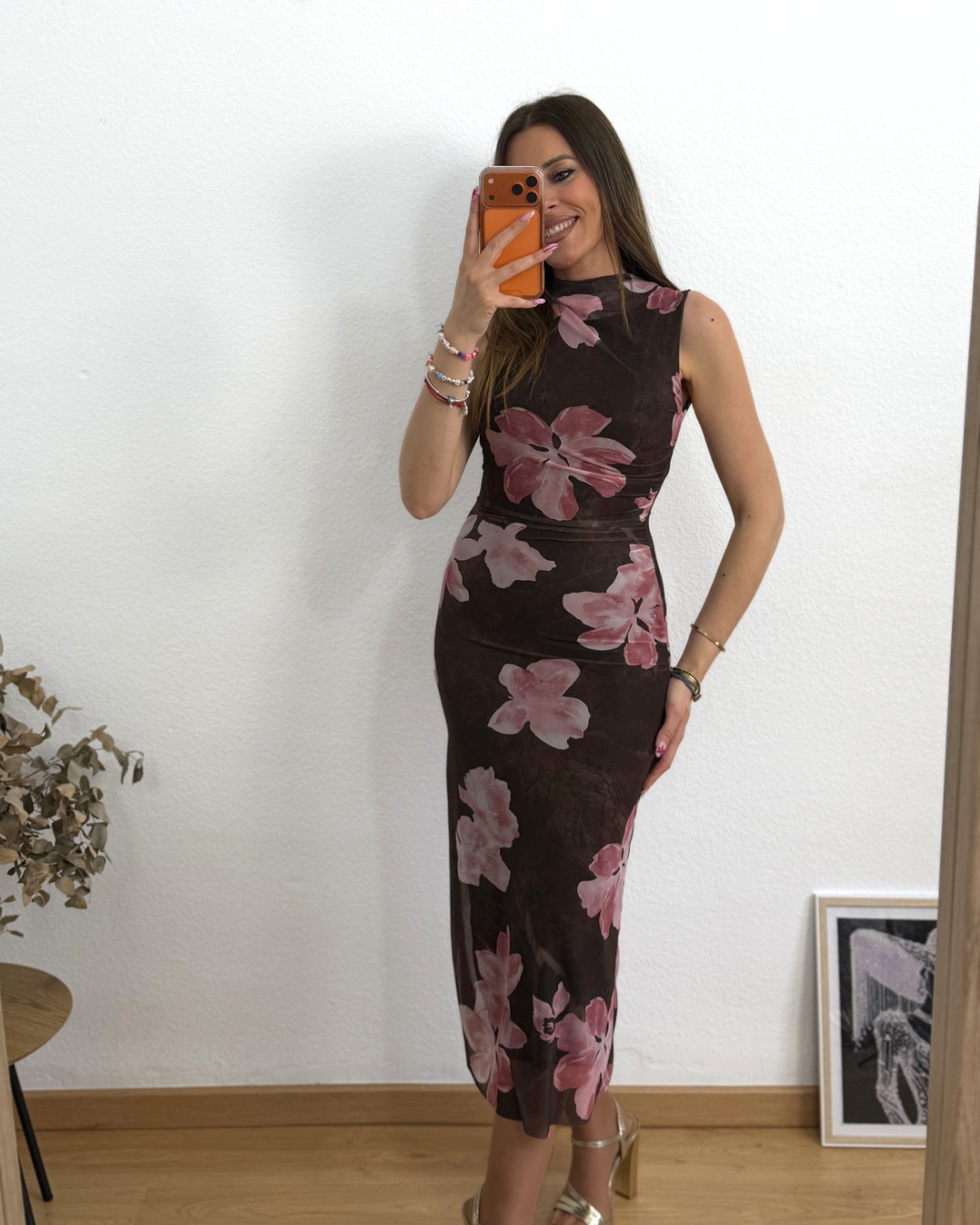 Vestido Floral Marrón