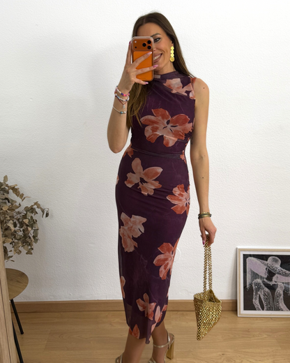 Vestido Floral Berenjena
