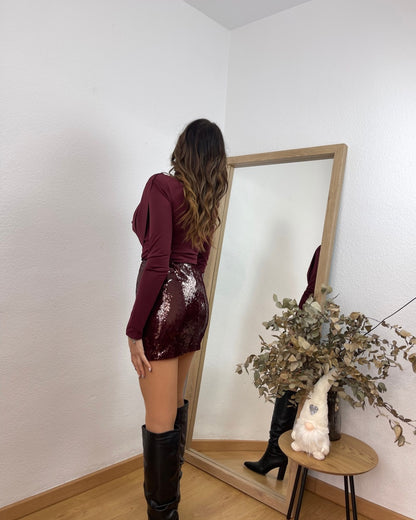 Falda Alicia Burdeos