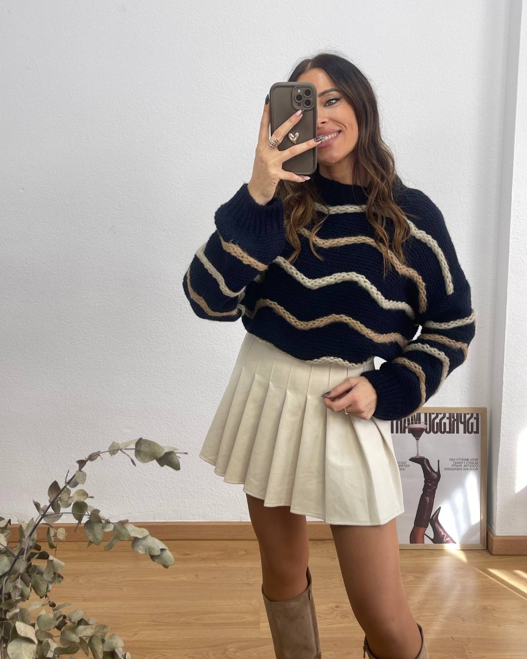 Falda Pantalón Tablas Beige