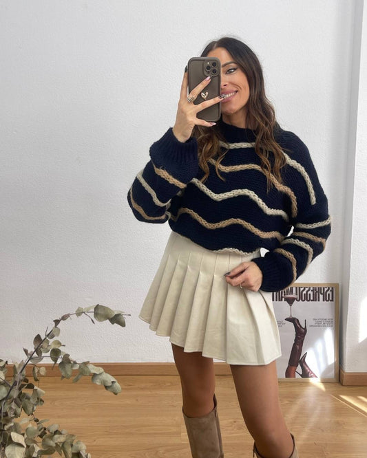 Falda Pantalón Tablas Beige