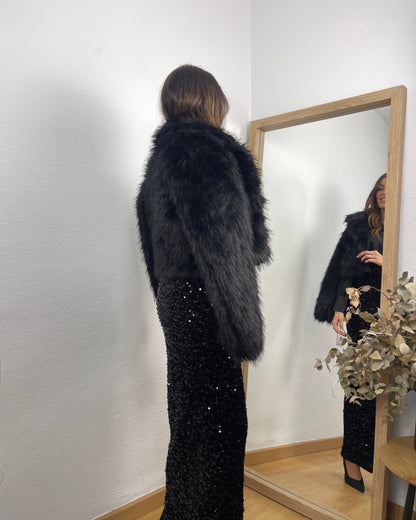 Abrigo Peluche Negro